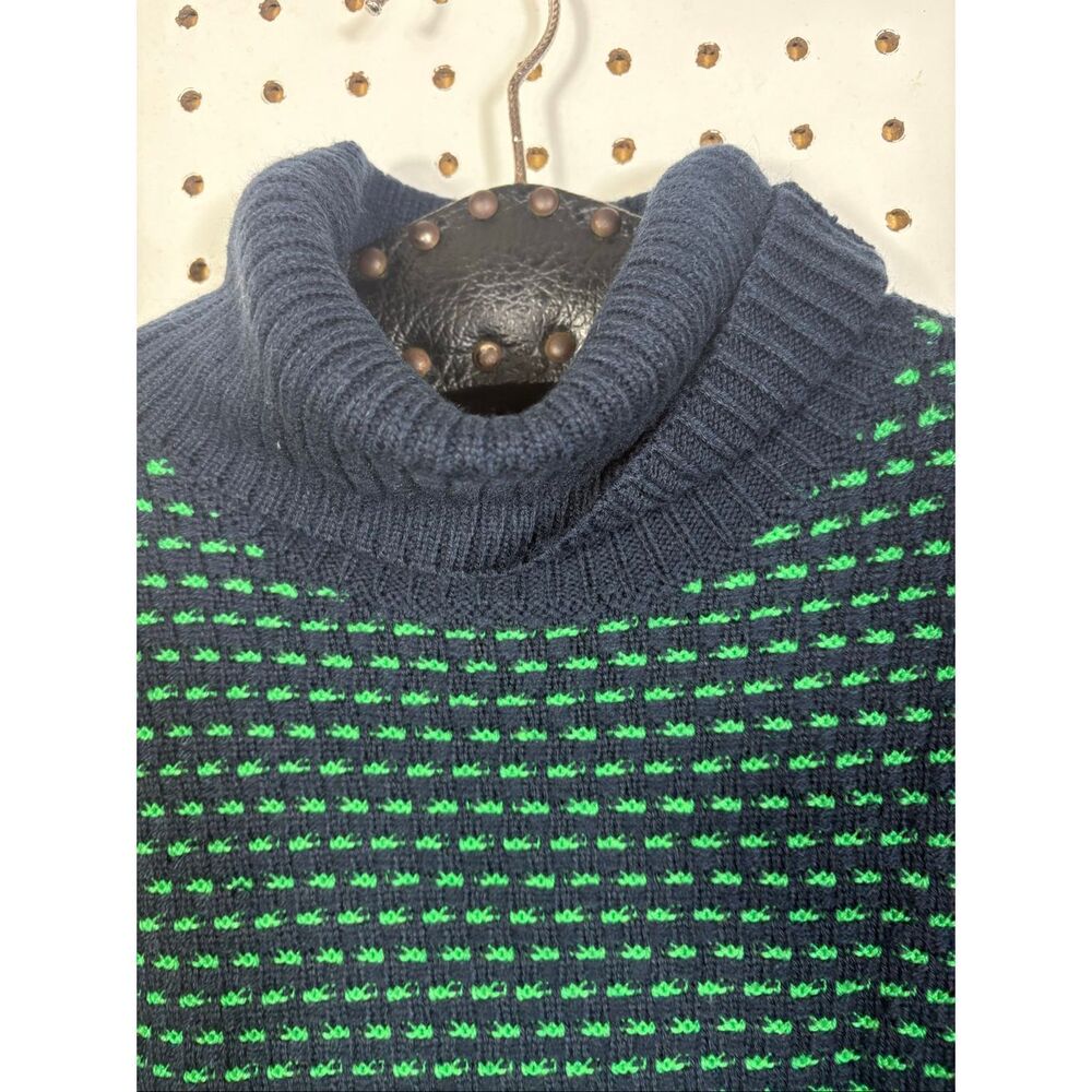 J. Crew Factory Blue and Green Turtleneck Sweater - Picture 3 of 4